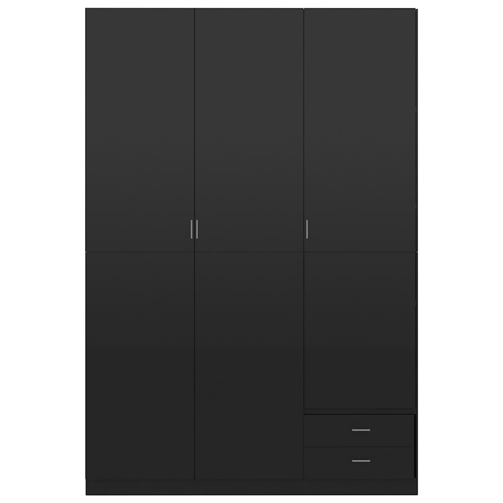 3-Door Wardrobe High Gloss Black 120x50x180 cm Engineered Wood