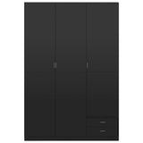 3-Door Wardrobe High Gloss Black 120x50x180 cm Engineered Wood