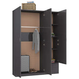 3-Door Wardrobe High Gloss Grey 120x50x180 cm Engineered Wood