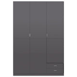 3-Door Wardrobe High Gloss Grey 120x50x180 cm Engineered Wood - 45-Degree Angle