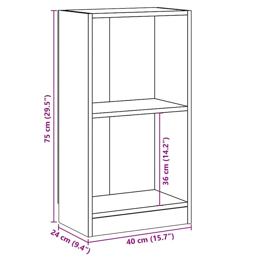 Bookshelf Sonoma Oak 40x24x75 cm Engineered Wood