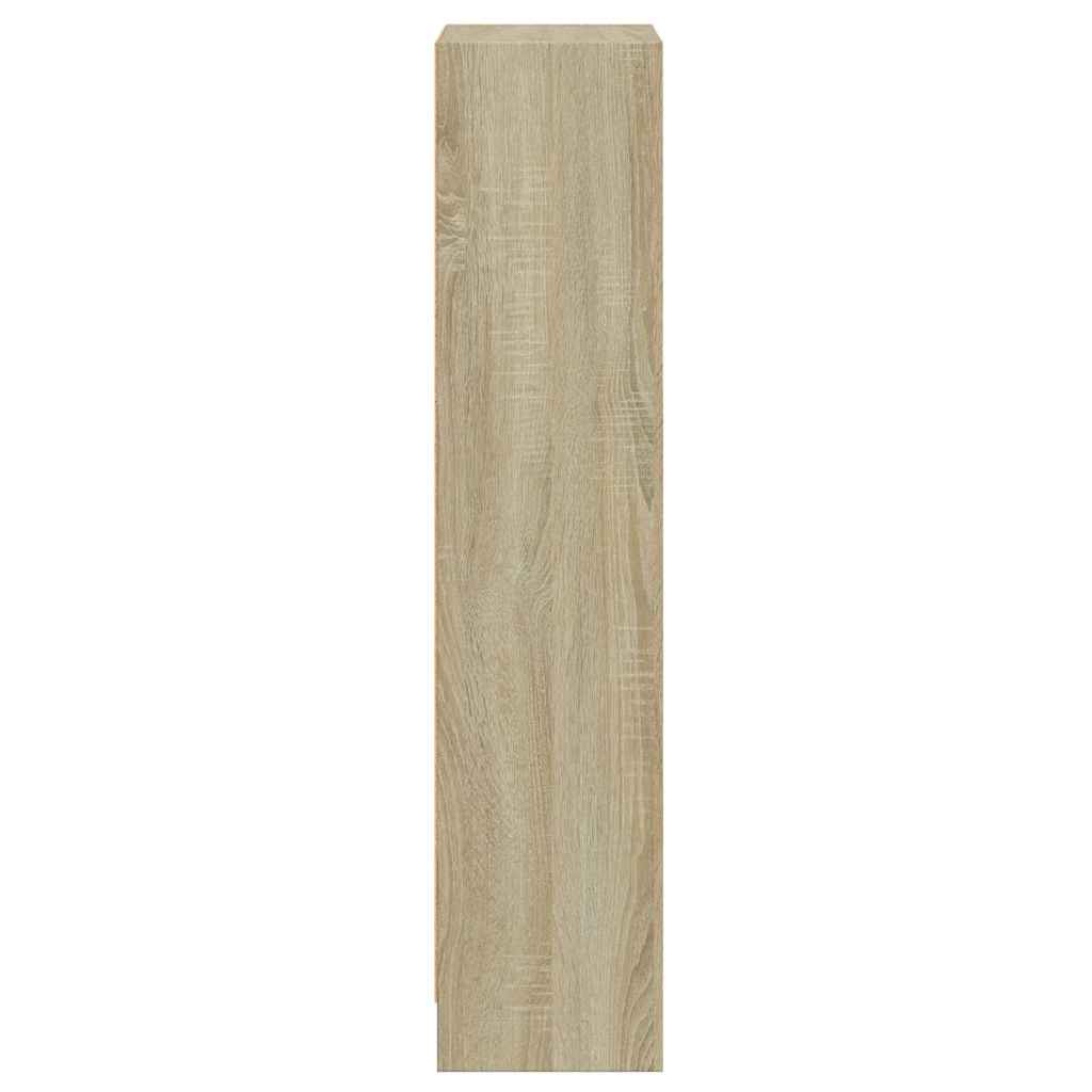 3-Tier Book Cabinet White and Sonoma Oak 40x24x109 cm Engineered Wood