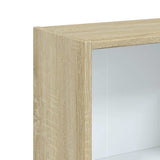 3-Tier Book Cabinet White and Sonoma Oak 40x24x109 cm Engineered Wood - Close-Up Angle