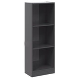 3-Tier Book Cabinet High Gloss Grey 40x24x109 cm Engineered Wood