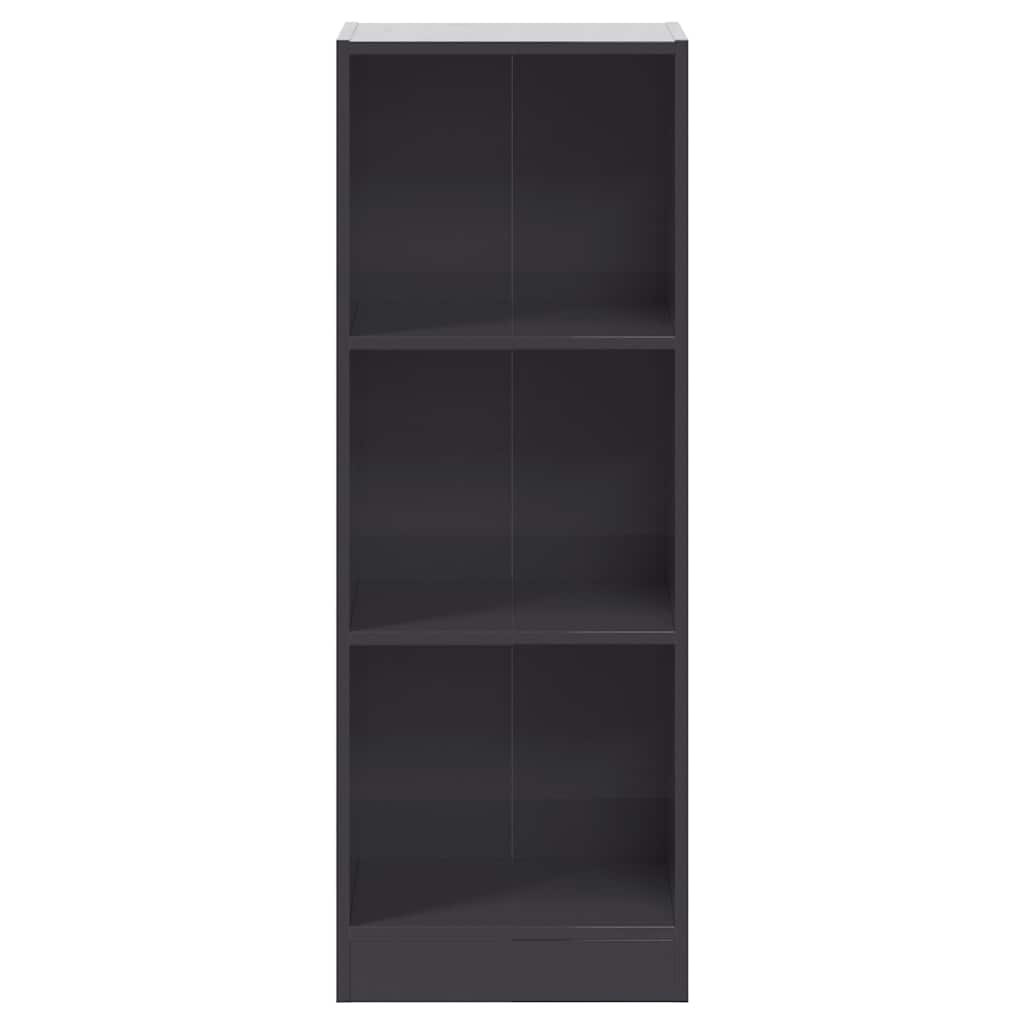 3-Tier Book Cabinet High Gloss Grey 40x24x109 cm Engineered Wood