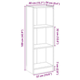 3-Tier Book Cabinet High Gloss Grey 40x24x109 cm Engineered Wood - Low Angle
