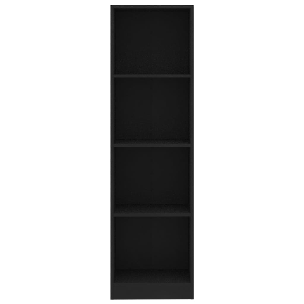 4-Tier Book Cabinet Black 40x24x142 cm Engineered Wood