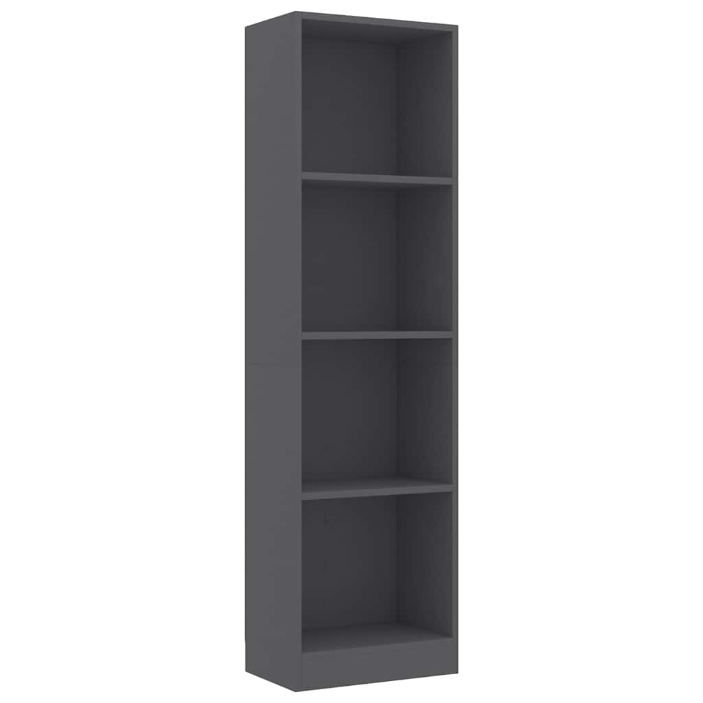 4-Tier Book Cabinet Grey 40x24x142 cm Engineered Wood