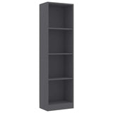 4-Tier Book Cabinet Grey 40x24x142 cm Engineered Wood - Front View