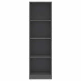 4-Tier Book Cabinet Grey 40x24x142 cm Engineered Wood - Side View