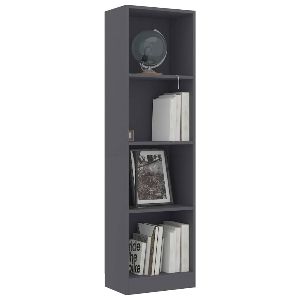 4-Tier Book Cabinet Grey 40x24x142 cm Engineered Wood