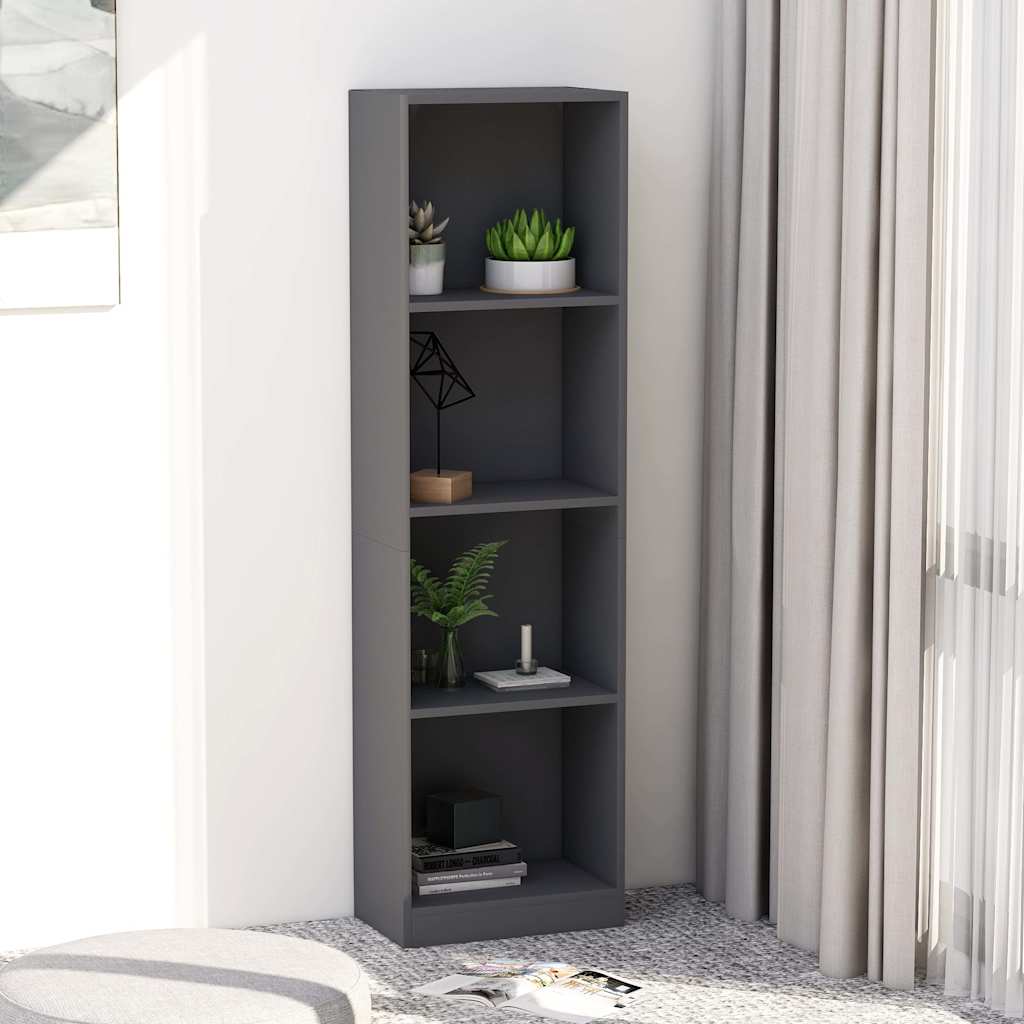 4-Tier Book Cabinet Grey 40x24x142 cm Engineered Wood