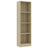4-Tier Book Cabinet Sonoma Oak 40x24x142 cm Engineered Wood - Front View