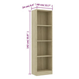 4-Tier Book Cabinet Sonoma Oak 40x24x142 cm Engineered Wood - Rear View