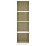 4-Tier Book Cabinet White and Sonoma Oak 40x24x142 cm Engineered Wood