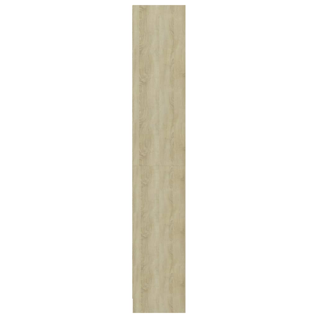 4-Tier Book Cabinet White and Sonoma Oak 40x24x142 cm Engineered Wood