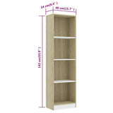 4-Tier Book Cabinet White and Sonoma Oak 40x24x142 cm Engineered Wood - Rear View