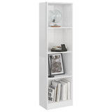 4-Tier Book Cabinet High Gloss White 40x24x142 cm Engineered Wood - Side View