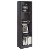 4-Tier Book Cabinet High Gloss Grey 40x24x142 cm Engineered Wood - Side View