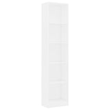 5-Tier Book Cabinet White 40x24x175 cm Engineered Wood - Front View