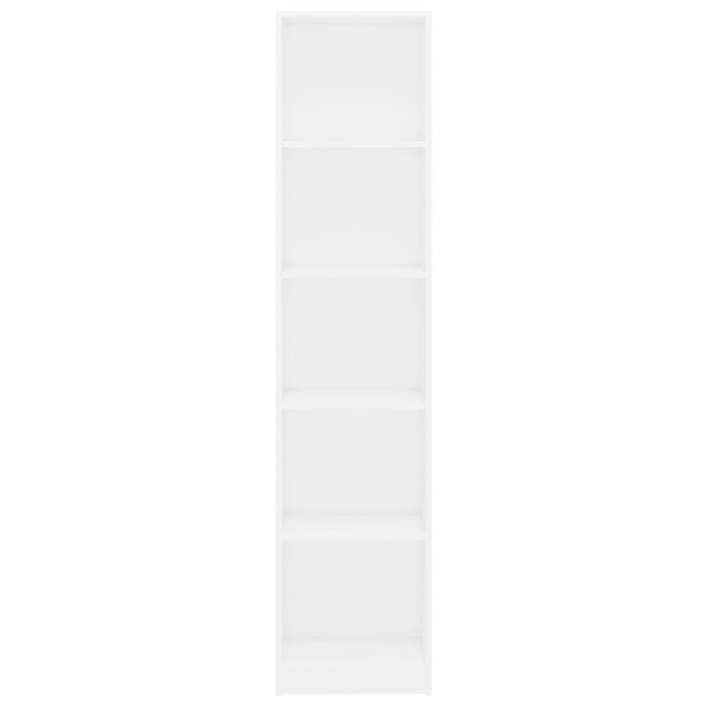 5-Tier Book Cabinet White 40x24x175 cm Engineered Wood