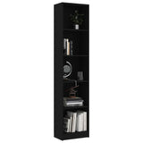 5-Tier Book Cabinet Black 40x24x175 cm Engineered Wood - Side View