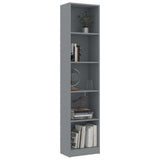 5-Tier Book Cabinet Grey 40x24x175 cm Engineered Wood