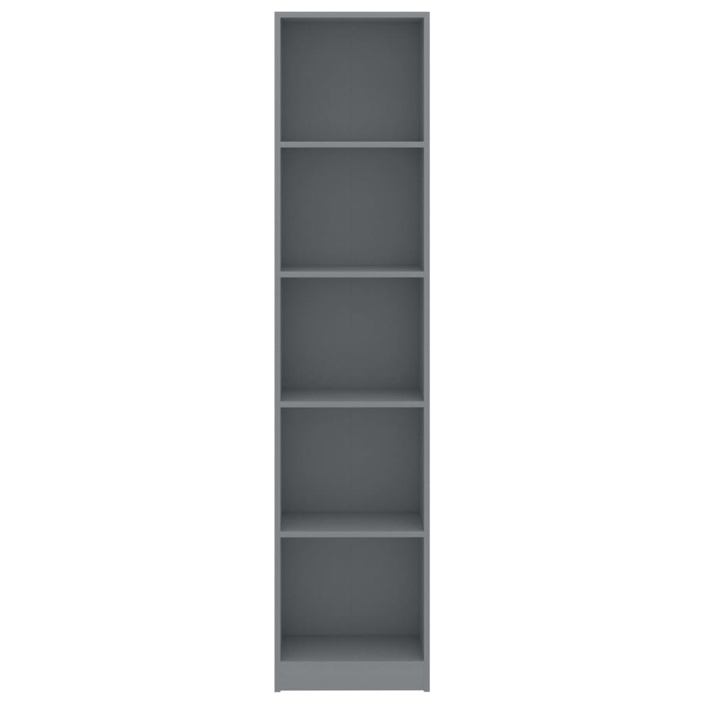 5-Tier Book Cabinet Grey 40x24x175 cm Engineered Wood