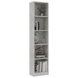 5-Tier Book Cabinet Concrete Grey 40x24x175 cm Engineered Wood - Side View
