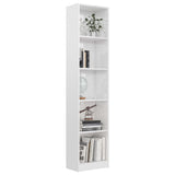 5-Tier Book Cabinet High Gloss White 40x24x175 cm Engineered Wood - Side View