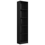 5-Tier Book Cabinet High Gloss Black 40x24x175 cm Engineered Wood