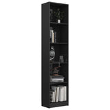 5-Tier Book Cabinet High Gloss Black 40x24x175 cm Engineered Wood - Side View