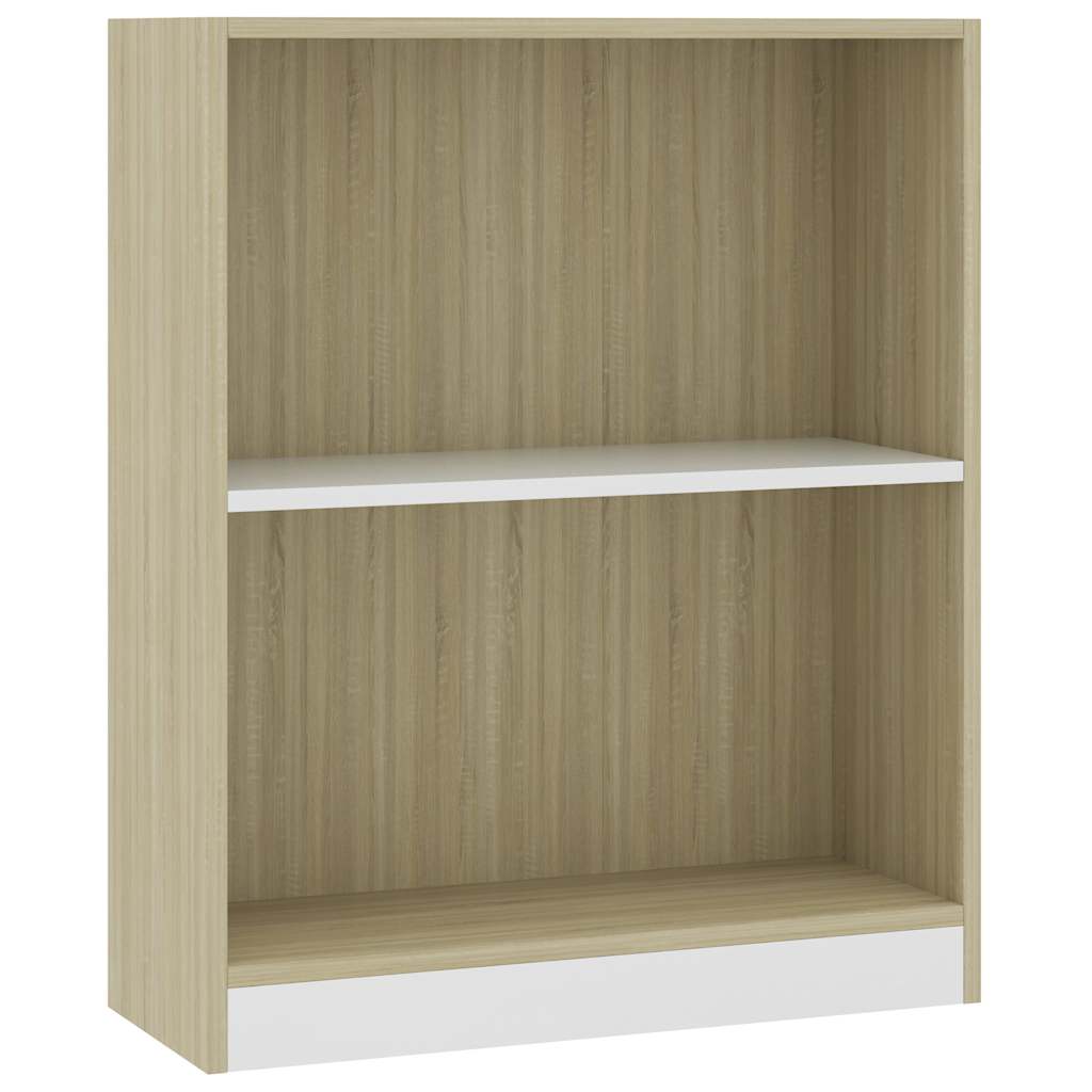 Bookshelf White and Sonoma Oak 60x24x76 cm Engineered Wood