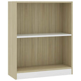 Bookshelf White and Sonoma Oak 60x24x76 cm Engineered Wood - Front View