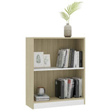 Bookshelf White and Sonoma Oak 60x24x76 cm Engineered Wood