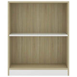 Bookshelf White and Sonoma Oak 60x24x76 cm Engineered Wood - Top-Down View