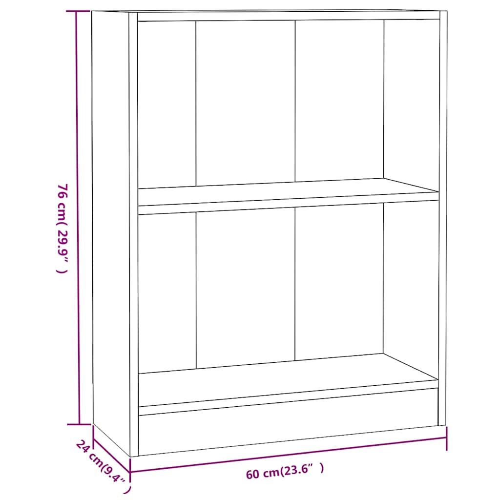 Bookshelf White and Sonoma Oak 60x24x76 cm Engineered Wood
