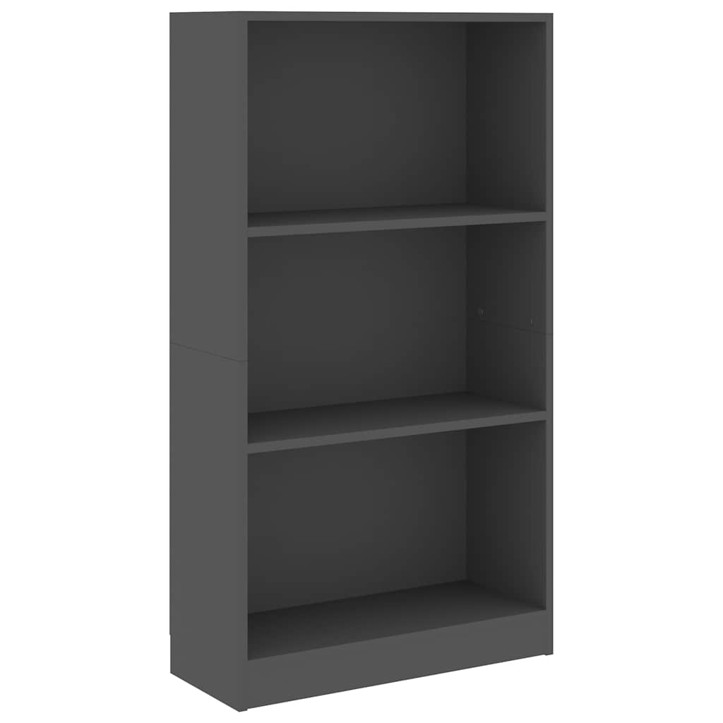 3-Tier Book Cabinet Grey 60x24x109 cm Engineered Wood