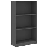 3-Tier Book Cabinet Grey 60x24x109 cm Engineered Wood - Front View