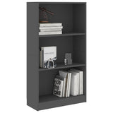 3-Tier Book Cabinet Grey 60x24x109 cm Engineered Wood - Side View