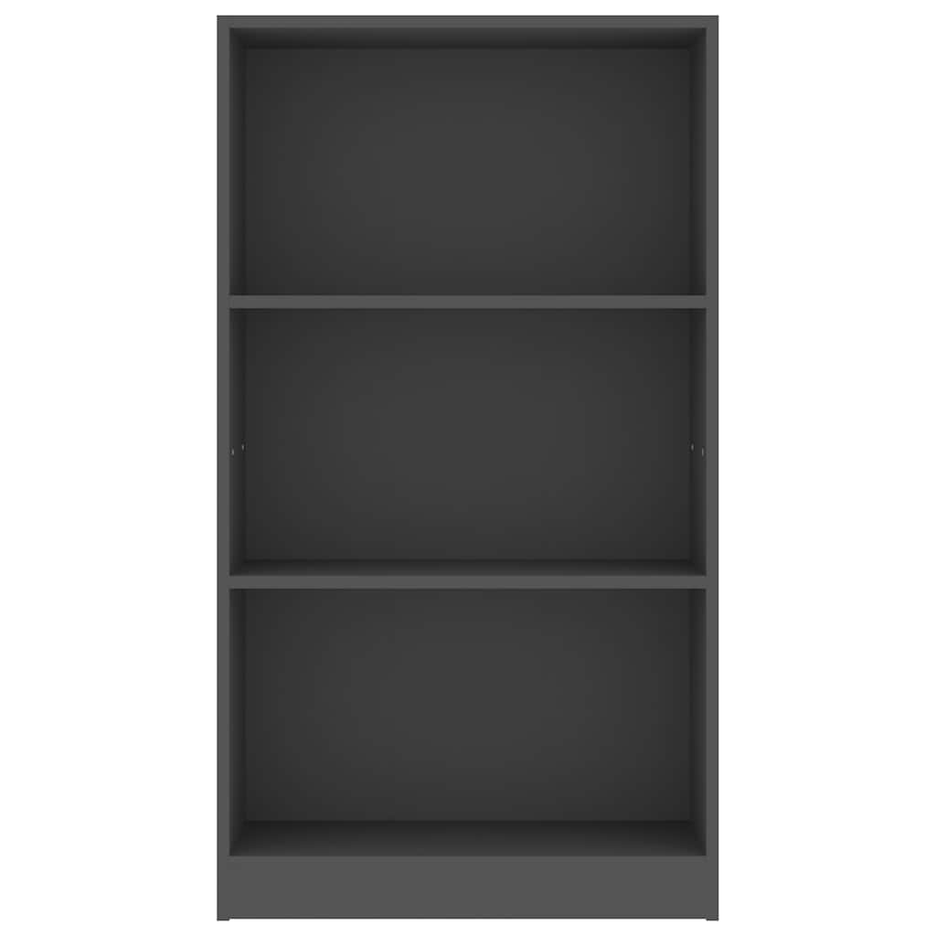 3-Tier Book Cabinet Grey 60x24x109 cm Engineered Wood