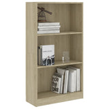 3-Tier Book Cabinet Sonoma Oak 60x24x109 cm Engineered Wood