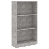 3-Tier Book Cabinet Concrete Grey 60x24x109 cm Engineered Wood - Front View