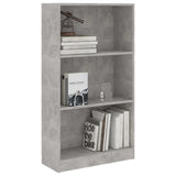 3-Tier Book Cabinet Concrete Grey 60x24x109 cm Engineered Wood - Side View