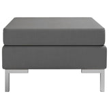 Sectional Footrest with Cushion Farbic Dark Grey - Front View