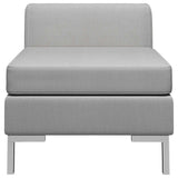 Sectional Middle Sofa with Cushion Fabric Light Grey