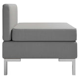 Sectional Middle Sofa with Cushion Fabric Light Grey - Side View