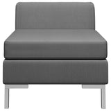 Sectional Middle Sofa with Cushion Fabric Dark Grey - Front View