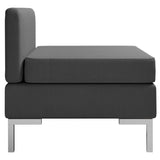 Sectional Middle Sofa with Cushion Fabric Dark Grey - Side View