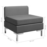 Sectional Middle Sofa with Cushion Fabric Dark Grey - Rear View